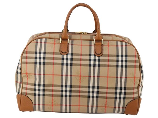 Borsa Boston Burberrys Nova Check in tela Beige Gold Auth 187178A D'oro - vista 3