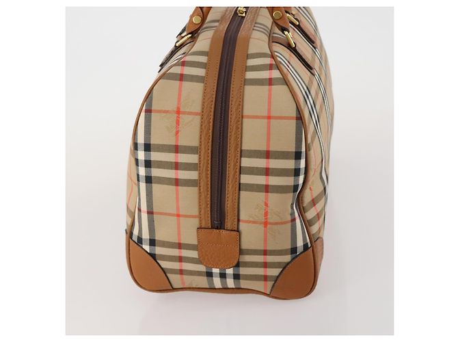 Borsa Boston Burberrys Nova Check in tela Beige Gold Auth 187178A D'oro - vista 4