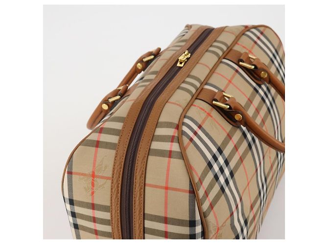 Borsa Boston Burberrys Nova Check in tela Beige Gold Auth 187178A D'oro - vista 6