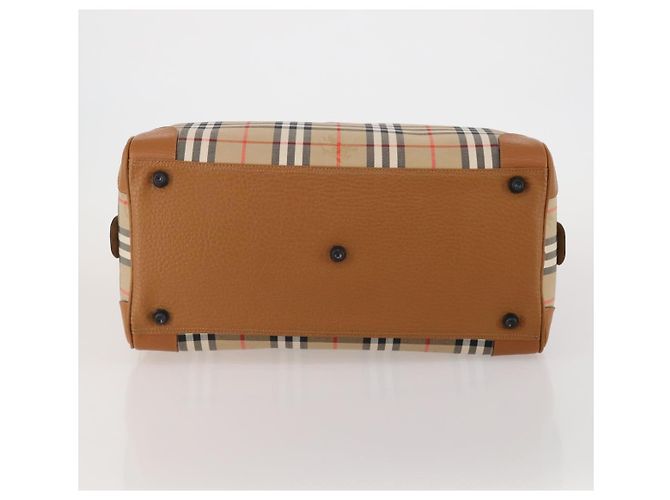 Borsa Boston Burberrys Nova Check in tela Beige Gold Auth 187178A D'oro - vista 9