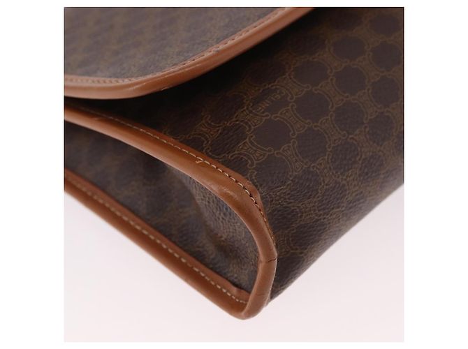 Céline Borsa a Spalla in Tela Macadam CELINE in Pelle PVC Marrone Oro Auth BA13670 D'oro - vista 10