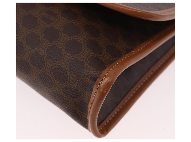 Céline Borsa a Spalla in Tela Macadam CELINE in Pelle PVC Marrone Oro Auth BA13670 D'oro - vista 11