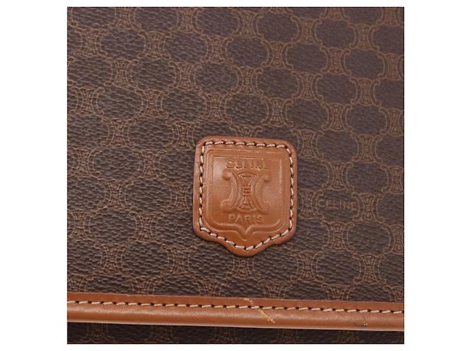 Céline Borsa a Spalla in Tela Macadam CELINE in Pelle PVC Marrone Oro Auth BA13670 D'oro - vista 14