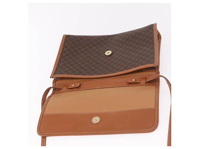 Céline Borsa a Spalla in Tela Macadam CELINE in Pelle PVC Marrone Oro Auth BA13670 D'oro - vista 15
