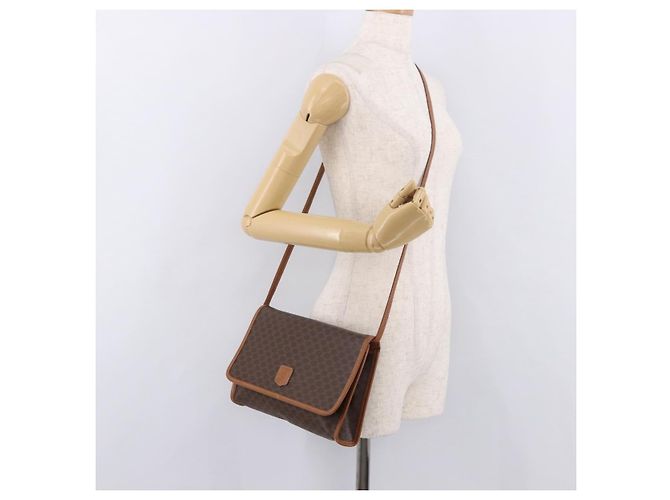 Céline Borsa a Spalla in Tela Macadam CELINE in Pelle PVC Marrone Oro Auth BA13670 D'oro - vista 23