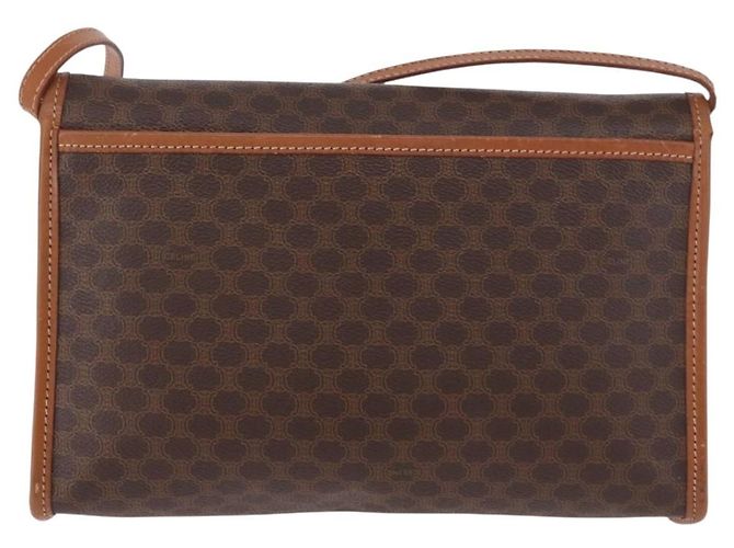 Céline Borsa a Spalla in Tela Macadam CELINE in Pelle PVC Marrone Oro Auth BA13670 D'oro - vista 3