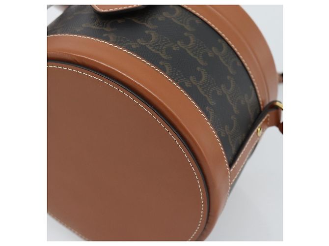 Céline BORSA CELINE Tambour Shoulder Bag in tela Macadam Triomphe PVC Nero Oro Auth 189888SM D'oro - vista 10