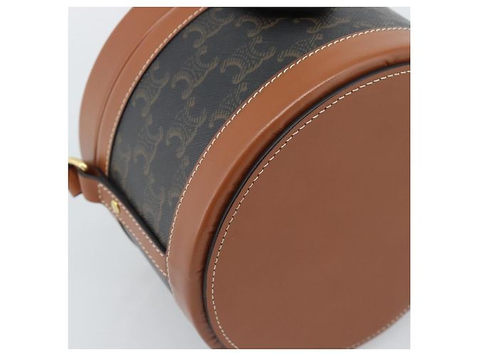 Céline BORSA CELINE Tambour Shoulder Bag in tela Macadam Triomphe PVC Nero Oro Auth 189888SM D'oro - vista 11