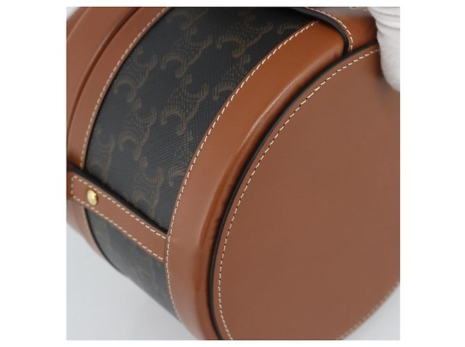Céline BORSA CELINE Tambour Shoulder Bag in tela Macadam Triomphe PVC Nero Oro Auth 189888SM D'oro - vista 13