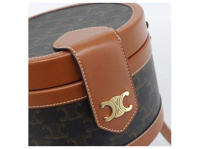 Céline BORSA CELINE Tambour Shoulder Bag in tela Macadam Triomphe PVC Nero Oro Auth 189888SM D'oro - vista 15