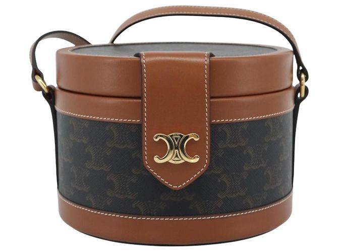 Céline BORSA CELINE Tambour Shoulder Bag in tela Macadam Triomphe PVC Nero Oro Auth 189888SM D'oro - vista 2