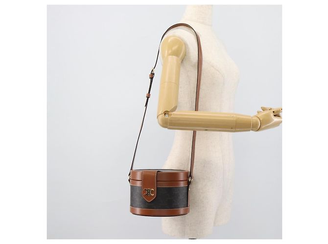 Céline BORSA CELINE Tambour Shoulder Bag in tela Macadam Triomphe PVC Nero Oro Auth 189888SM D'oro - vista 21