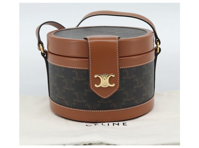 Céline BORSA CELINE Tambour Shoulder Bag in tela Macadam Triomphe PVC Nero Oro Auth 189888SM D'oro - vista 22