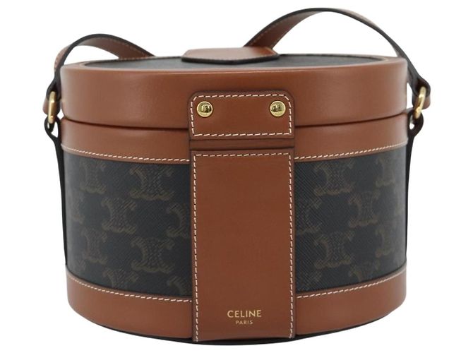 Céline BORSA CELINE Tambour Shoulder Bag in tela Macadam Triomphe PVC Nero Oro Auth 189888SM D'oro - vista 3