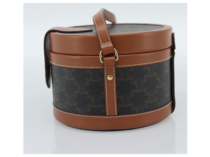 Céline BORSA CELINE Tambour Shoulder Bag in tela Macadam Triomphe PVC Nero Oro Auth 189888SM D'oro - vista 5