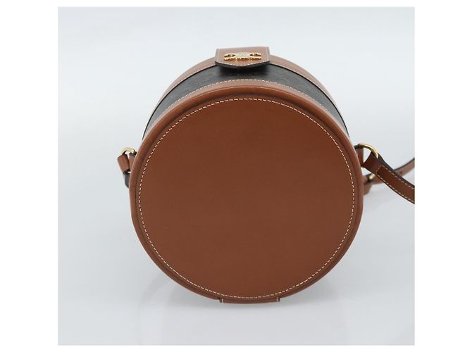 Céline BORSA CELINE Tambour Shoulder Bag in tela Macadam Triomphe PVC Nero Oro Auth 189888SM D'oro - vista 9