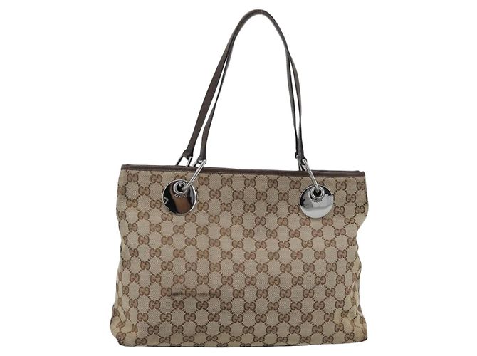 Bolso Tote GUCCI GG Canvas Beige Oro 120837 Auth ep14970 Dorado - vista 2