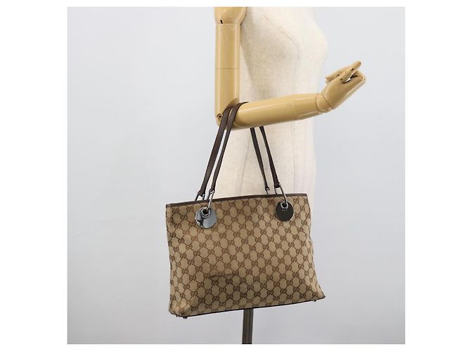 Bolso Tote GUCCI GG Canvas Beige Oro 120837 Auth ep14970 Dorado - vista 24