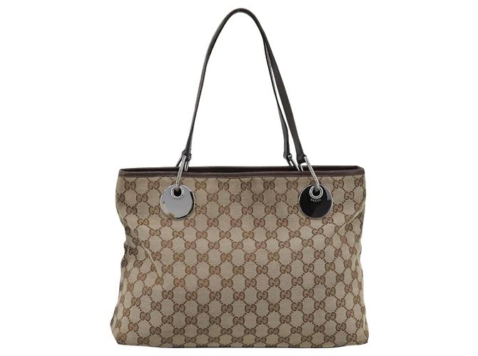 Bolso Tote GUCCI GG Canvas Beige Oro 120837 Auth ep14970 Dorado - vista 3