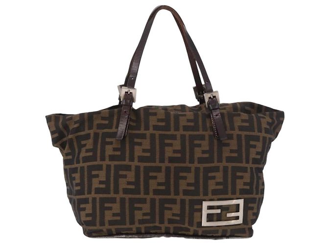 Borsa a Mano FENDI Zucca Canvas Nero Marrone Auth 189369 - vista 2