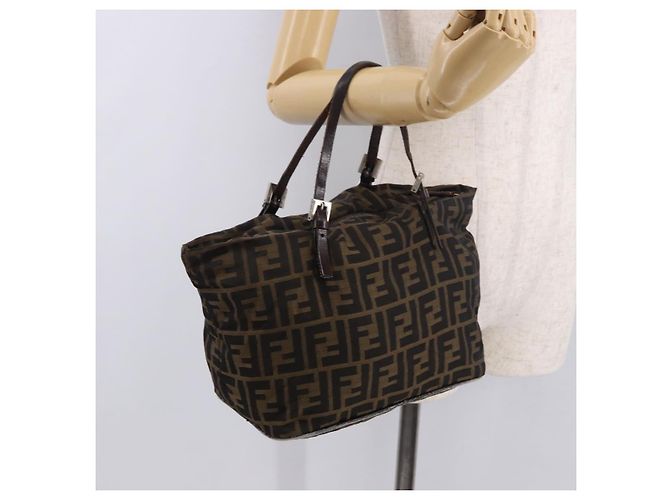 Borsa a Mano FENDI Zucca Canvas Nero Marrone Auth 189369 - vista 24