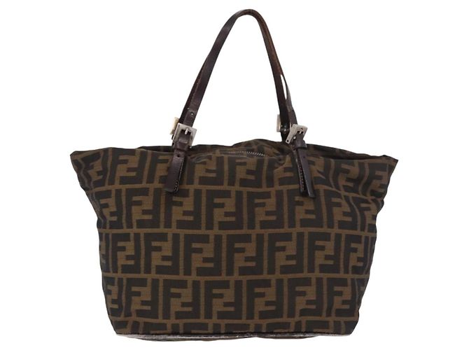 Borsa a Mano FENDI Zucca Canvas Nero Marrone Auth 189369 - vista 3