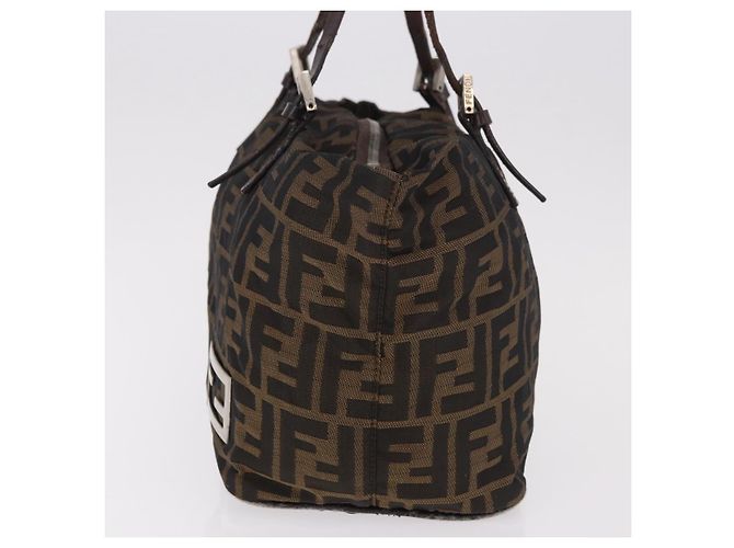 Borsa a Mano FENDI Zucca Canvas Nero Marrone Auth 189369 - vista 4