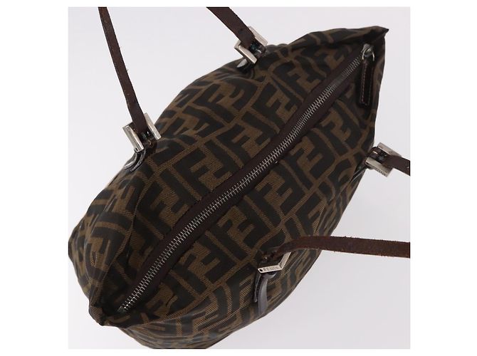 Borsa a Mano FENDI Zucca Canvas Nero Marrone Auth 189369 - vista 6