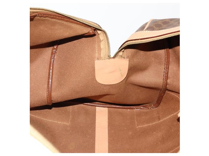 Céline Borsa Boston CELINE in tela Macadam PVC Pelle Marrone Oro Auth 189325 D'oro - vista 19
