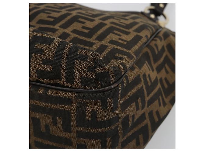 Borsa Tote FENDI Zucca Canvas Nero Marrone Auth BA13729V - vista 10