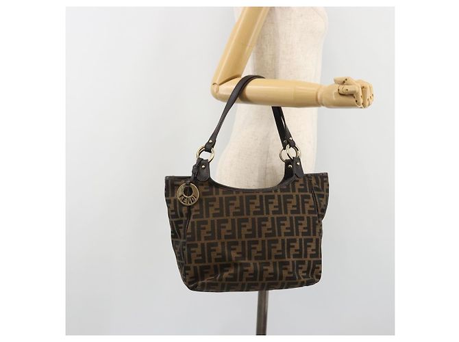 Borsa Tote FENDI Zucca Canvas Nero Marrone Auth BA13729V - vista 23