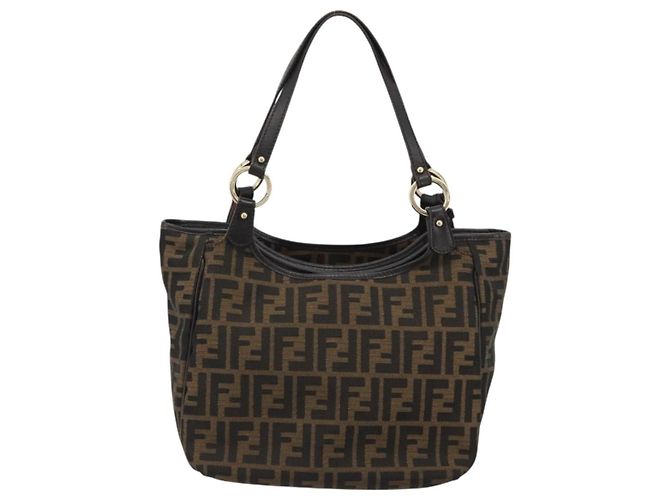 Borsa Tote FENDI Zucca Canvas Nero Marrone Auth BA13729V - vista 3