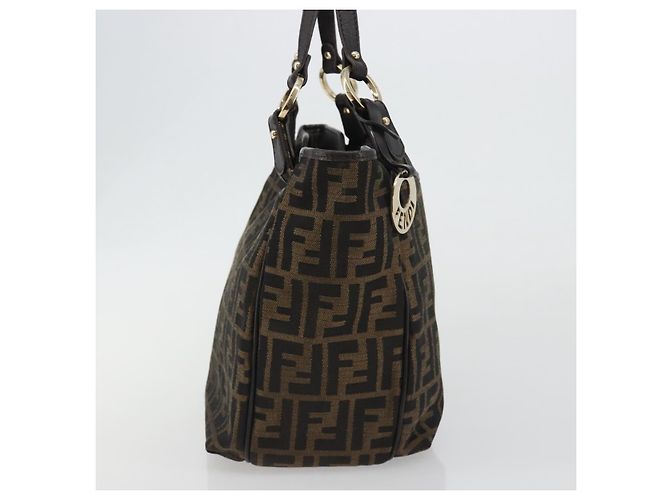 Borsa Tote FENDI Zucca Canvas Nero Marrone Auth BA13729V - vista 5
