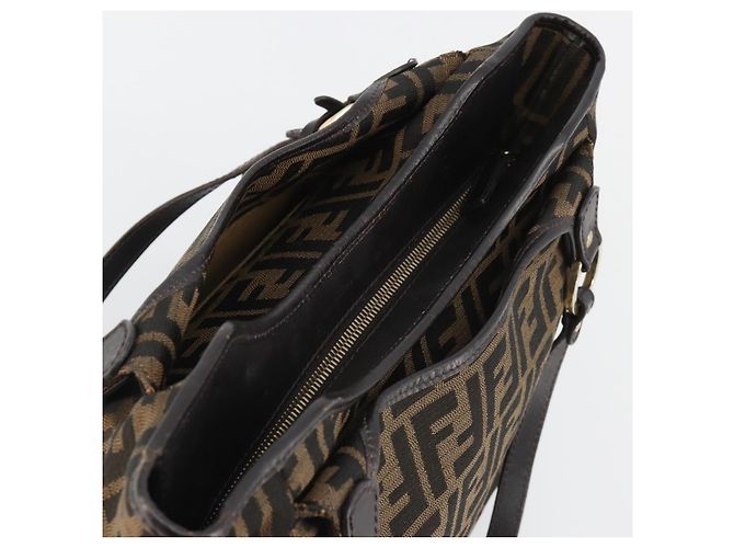 Borsa Tote FENDI Zucca Canvas Nero Marrone Auth BA13729V - vista 6