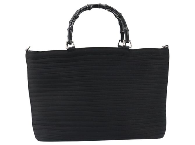 Borsa GUCCI Bamboo Nylon Nero Argento 002 1998 0352 Auth ep14964 - vista 2