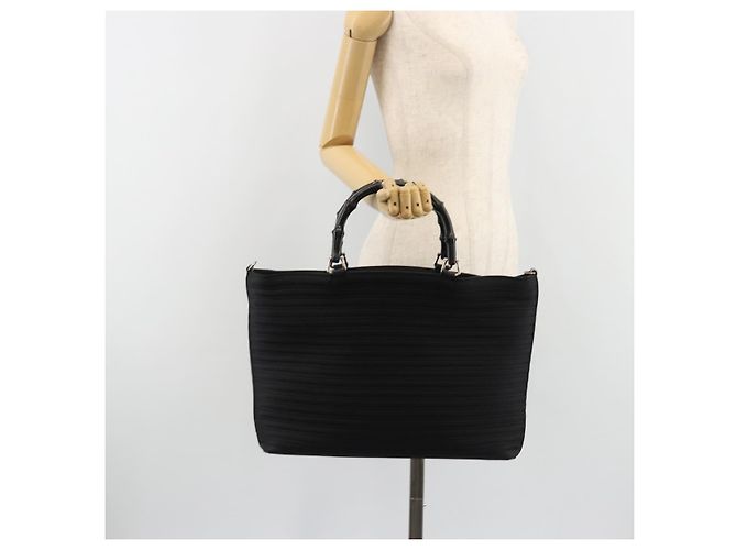 Borsa GUCCI Bamboo Nylon Nero Argento 002 1998 0352 Auth ep14964 - vista 23
