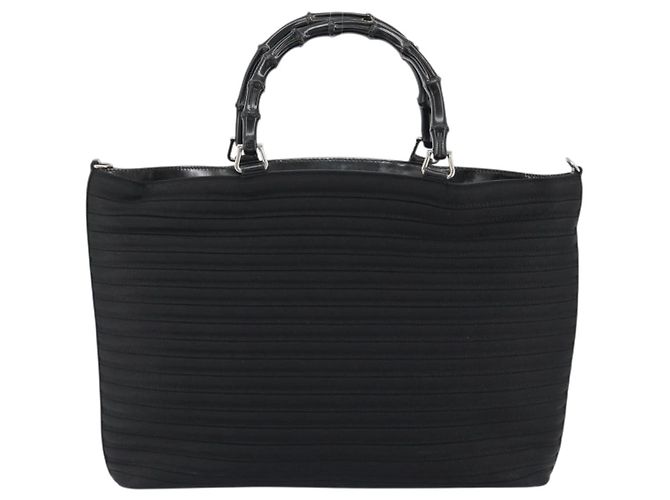 Borsa GUCCI Bamboo Nylon Nero Argento 002 1998 0352 Auth ep14964 - vista 3