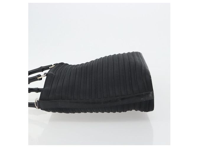 Borsa GUCCI Bamboo Nylon Nero Argento 002 1998 0352 Auth ep14964 - vista 5