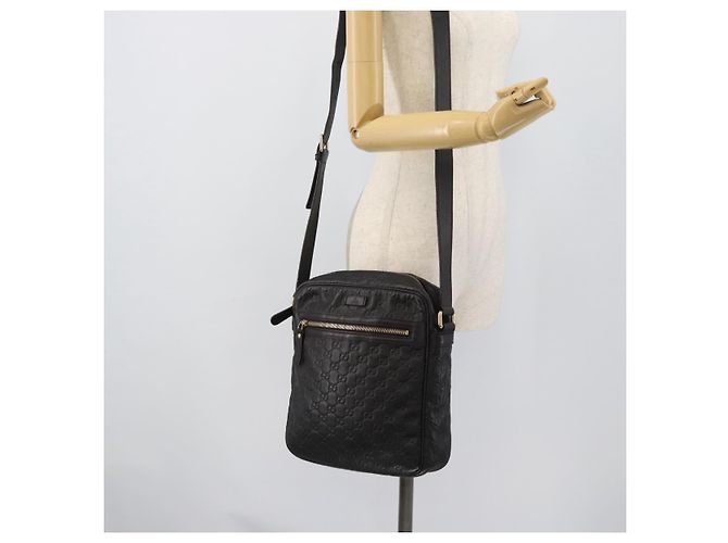Borsa a tracolla GUCCI GG Canvas Guccissima in pelle nera e oro 201448 Auth BA13721A Nero D'oro - vista 23