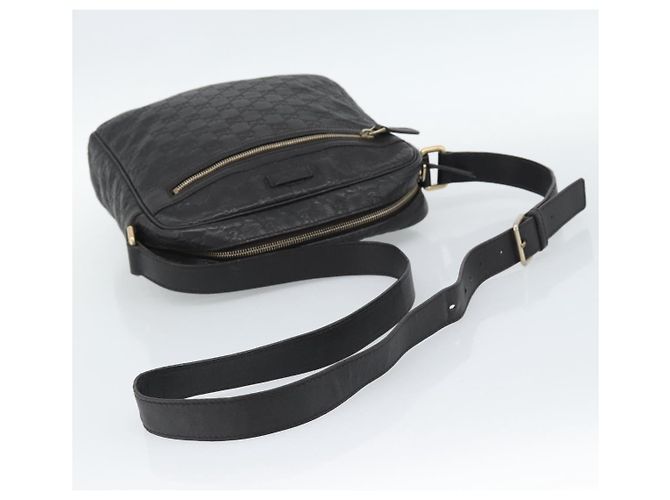 Borsa a tracolla GUCCI GG Canvas Guccissima in pelle nera e oro 201448 Auth BA13721A Nero D'oro - vista 7