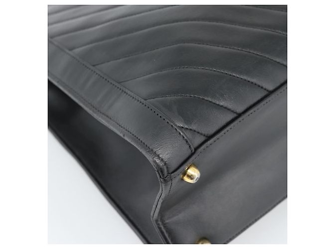 Borsa CHANEL in pelle di agnello nera con CC dorato Autentica bs35740 Nero D'oro - vista 15