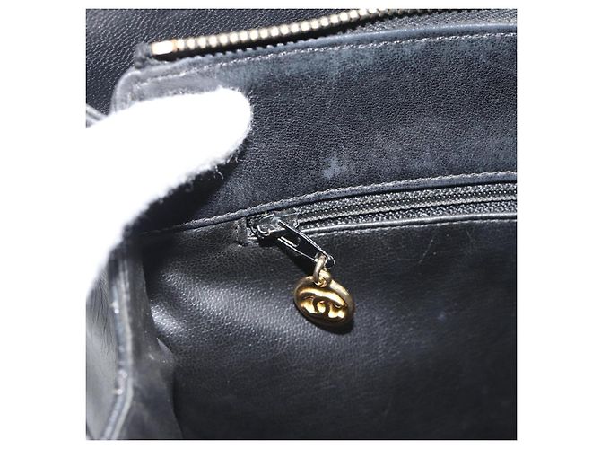 Borsa CHANEL in pelle di agnello nera con CC dorato Autentica bs35740 Nero D'oro - vista 22