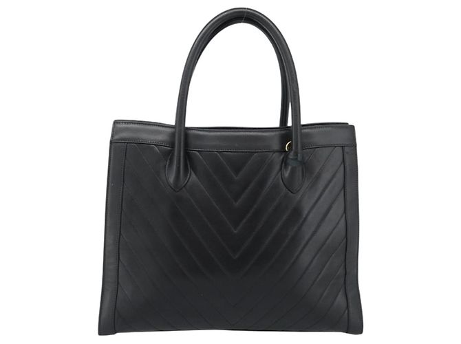 Borsa CHANEL in pelle di agnello nera con CC dorato Autentica bs35740 Nero D'oro - vista 3