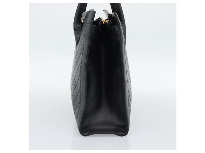 Borsa CHANEL in pelle di agnello nera con CC dorato Autentica bs35740 Nero D'oro - vista 4