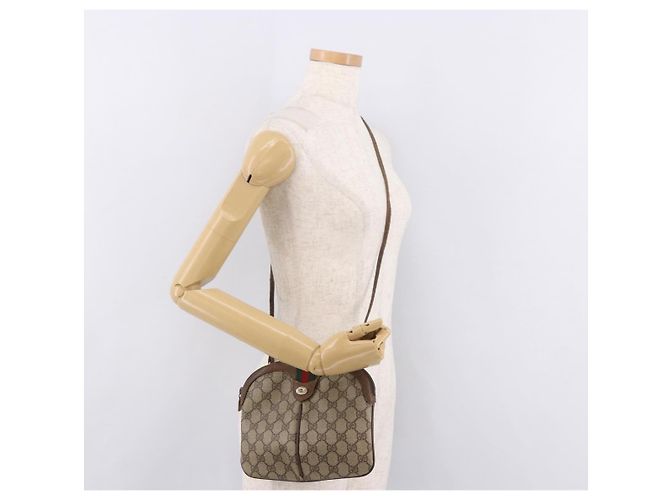 Borsa a tracolla GUCCI GG Supreme PVC Beige Oro 904 02 Auth 190576 D'oro - vista 22