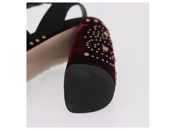 Décolleté Miu Miu in velluto bordeaux Auth BA13689M Bordò - vista 10