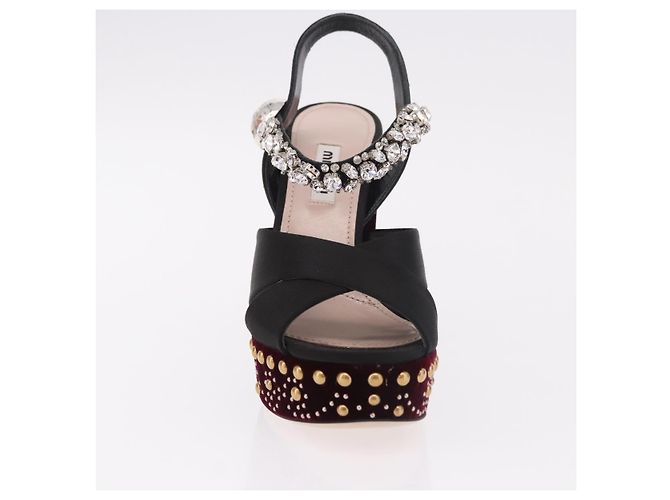 Décolleté Miu Miu in velluto bordeaux Auth BA13689M Bordò - vista 12