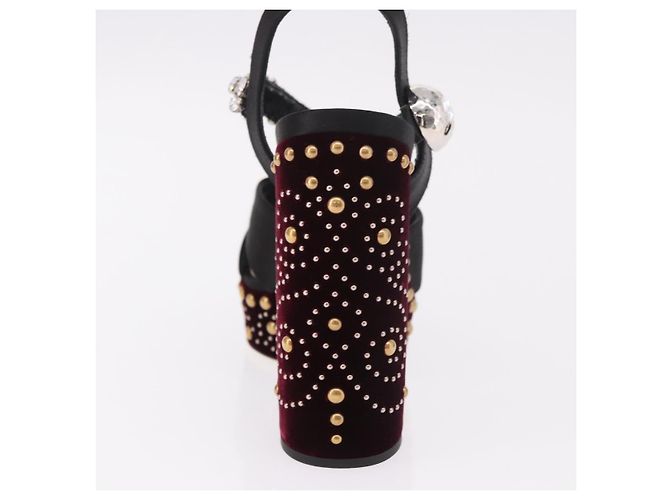 Décolleté Miu Miu in velluto bordeaux Auth BA13689M Bordò - vista 13