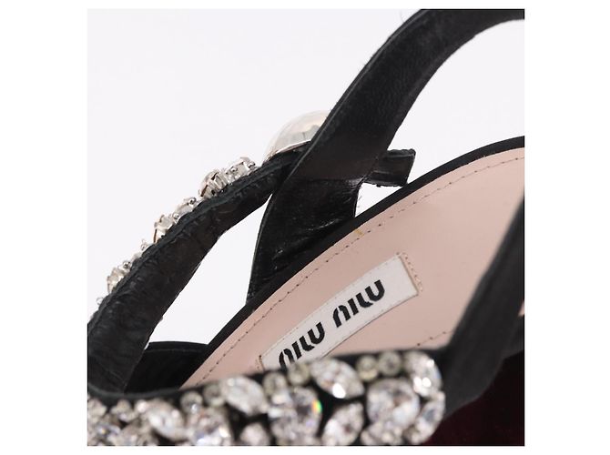 Décolleté Miu Miu in velluto bordeaux Auth BA13689M Bordò - vista 17