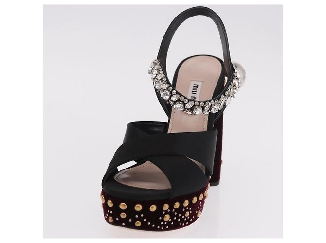 Décolleté Miu Miu in velluto bordeaux Auth BA13689M Bordò - vista 19